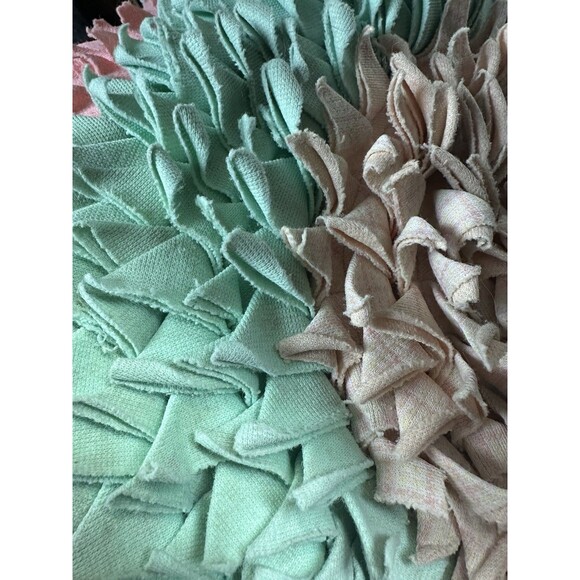 VTG Handmade Multicolored Polyester Fabric Scrap 30x24" Oval Funky Rug Unisex - Picture 8 of 9